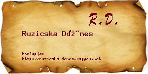 Ruzicska Dénes névjegykártya